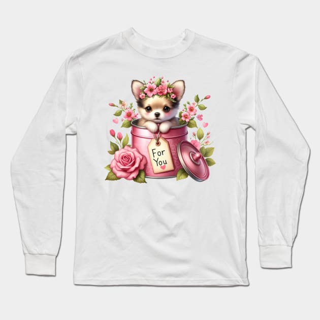 Valentine Chihuahua Dog For You Long Sleeve T-Shirt by Chromatic Fusion Studio